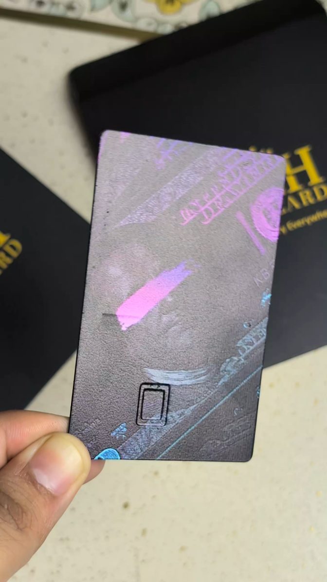 Rainbow finish metal card